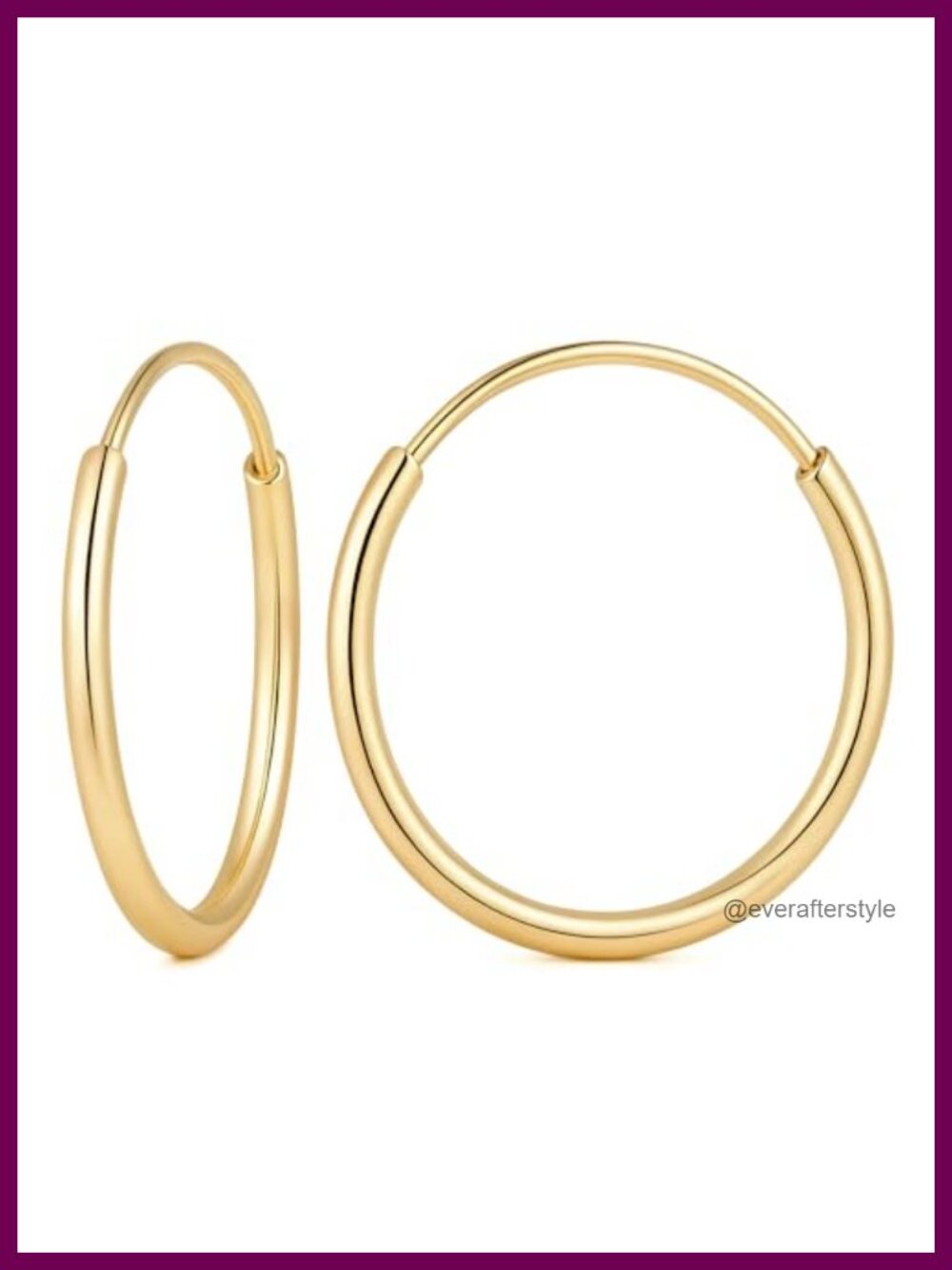 14K Gold Plated Thin Hoop Earrings for Women Lightweight Minimalist